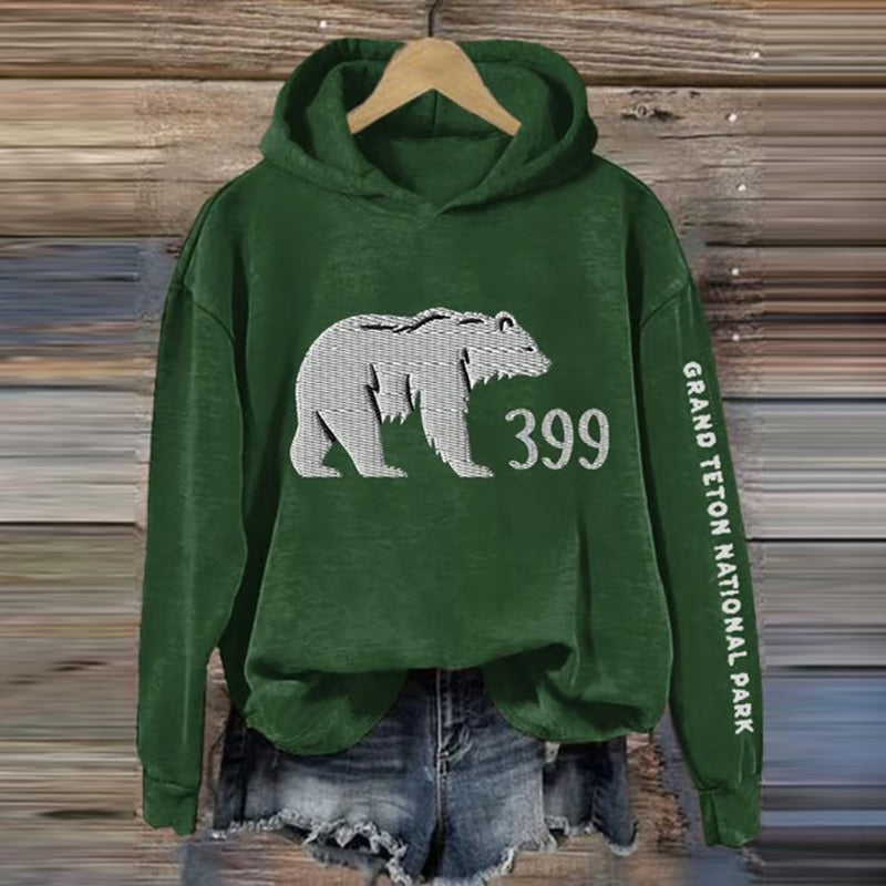 Comstylish Women Rip Grizzly 399 The Queen Of The Tetons Print Hoodie