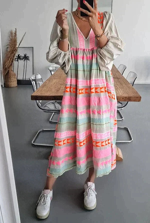SL | Maxi-robe à manches longues et décolleté en V