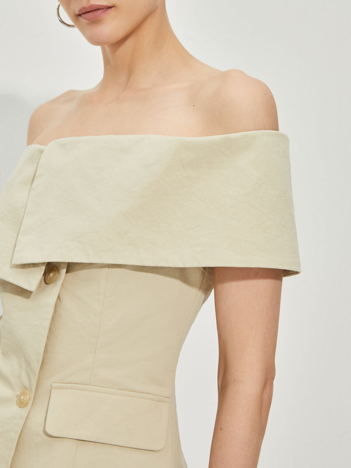 EP | Blazer Épaule Nue Ajusté à Motifs Patchwork