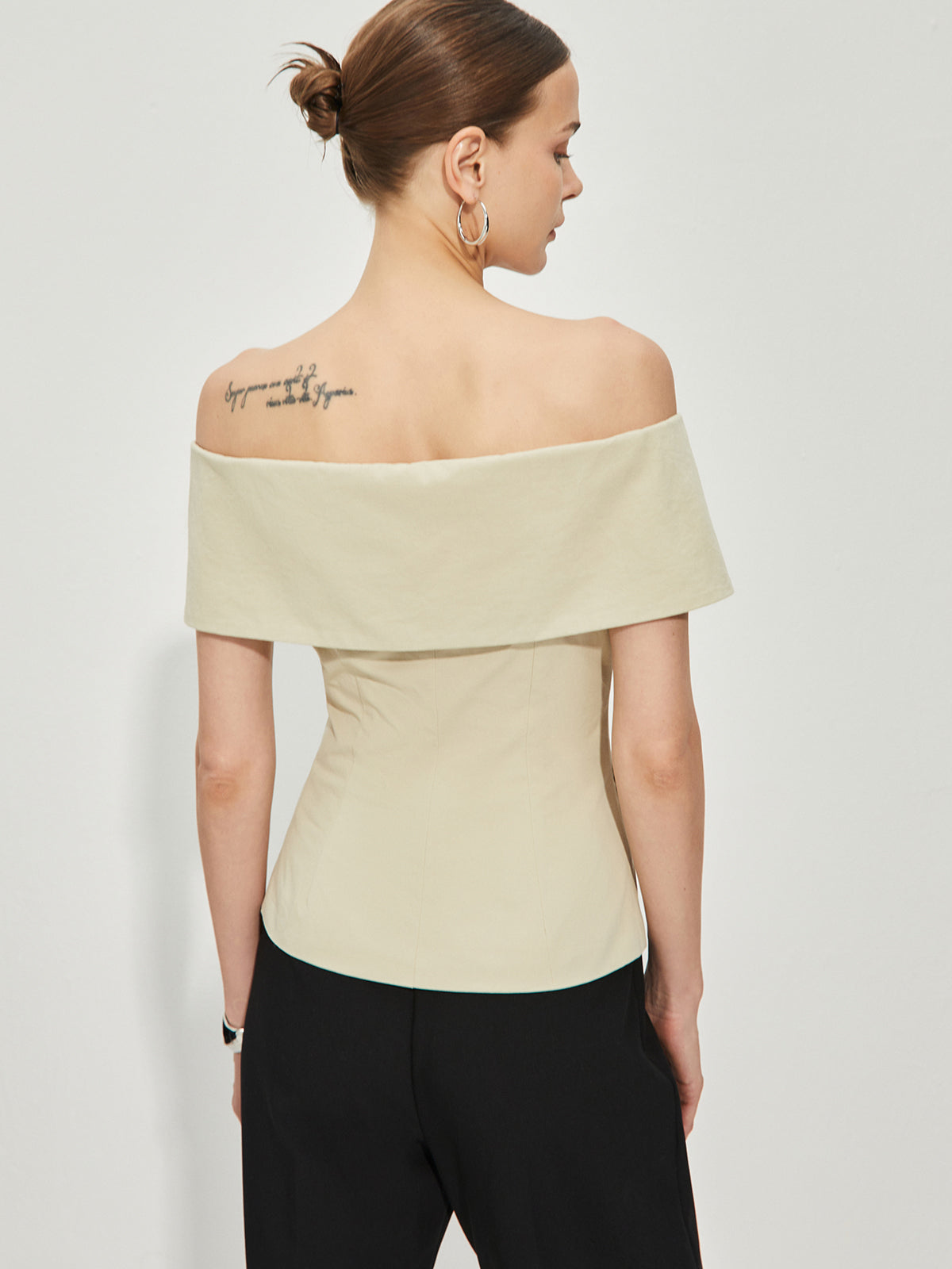 EP | Blazer Épaule Nue Ajusté à Motifs Patchwork