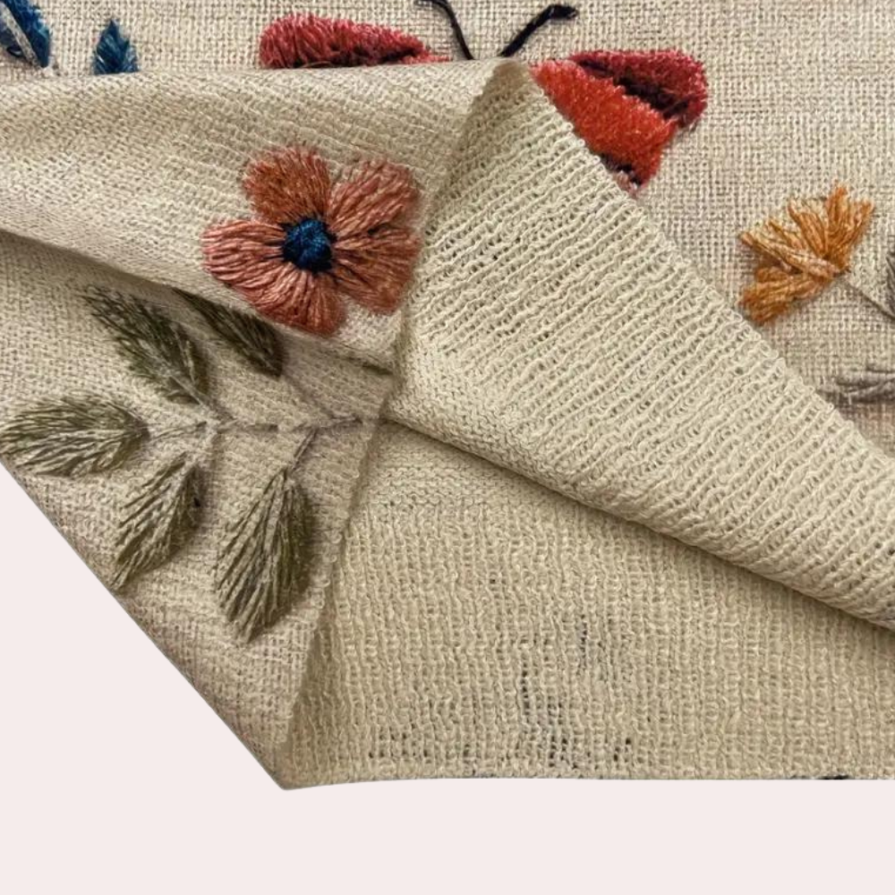 Pull en coton avec insectes et fleurs tricotés multicolores