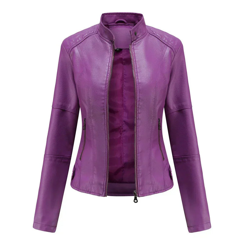 EP | Veste en cuir pour femme avec Mao