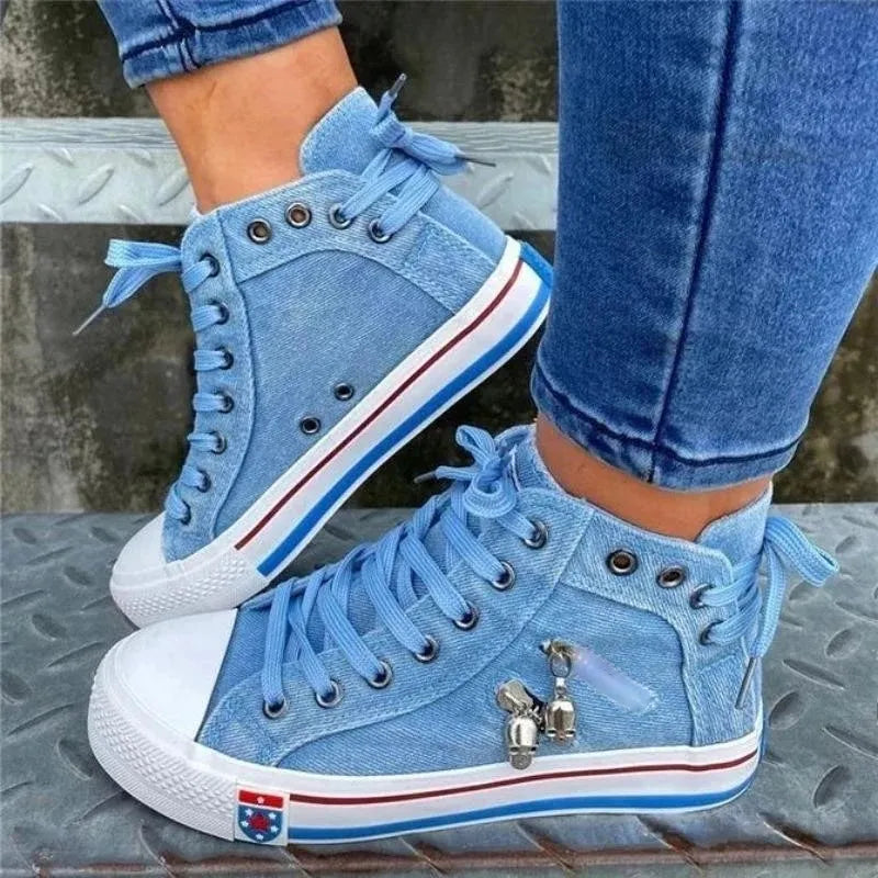 SL | Baskets en denim avec semelles blanches