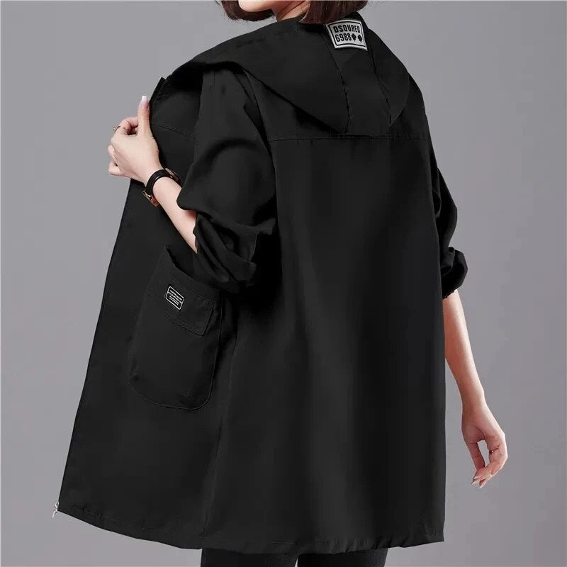 JO | Long manteau de printemps à capuche