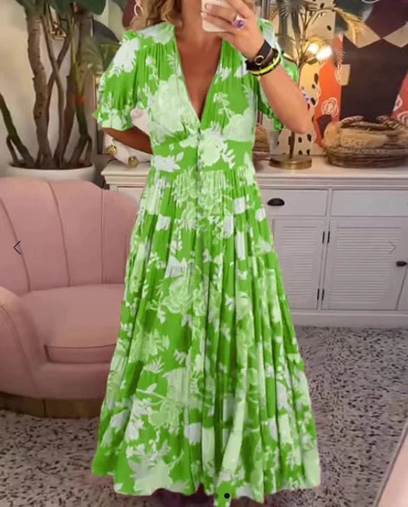 SL | Confortable robe longue avec décolleté en V et pochette