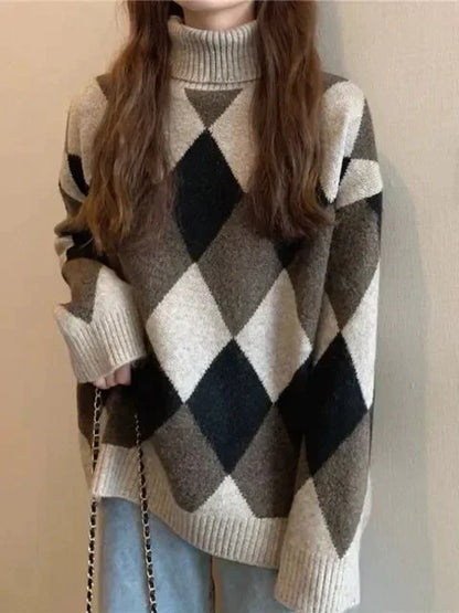 EP | Pull à col haut en damier