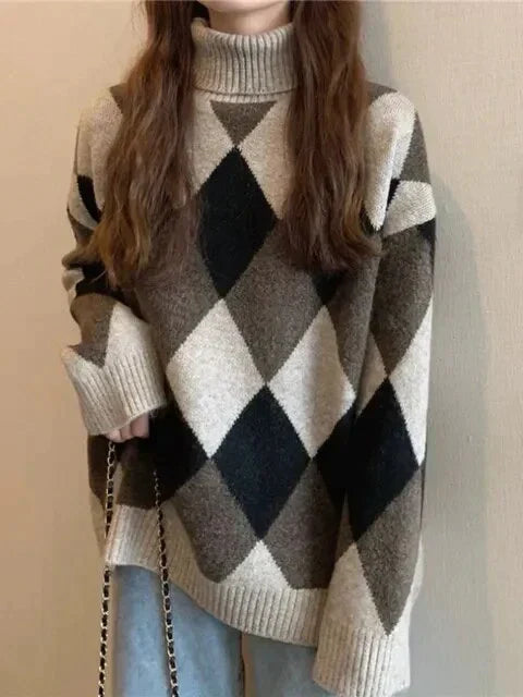 EP | Pull à col haut en damier