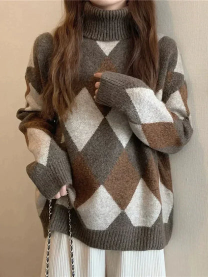 EP | Pull à col haut en damier
