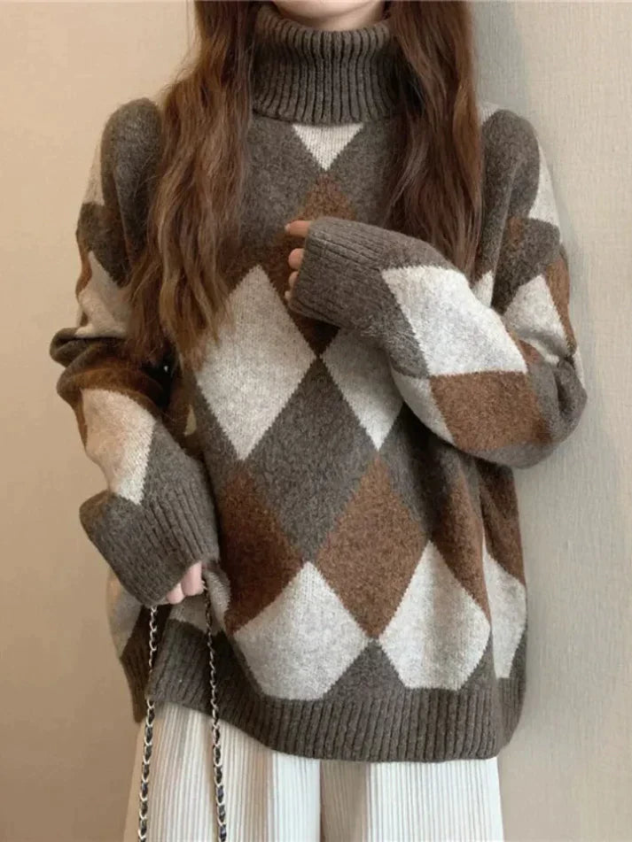 EP | Pull à col haut en damier