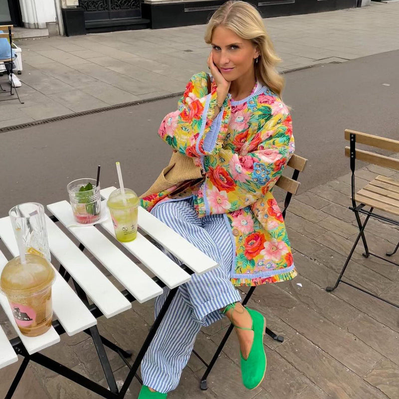 EP | Blazer imprimé pour femmes avec motifs floraux