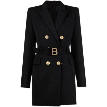 EP | robe blazer classique pour le bureau avec ceinture et boutons de luxe