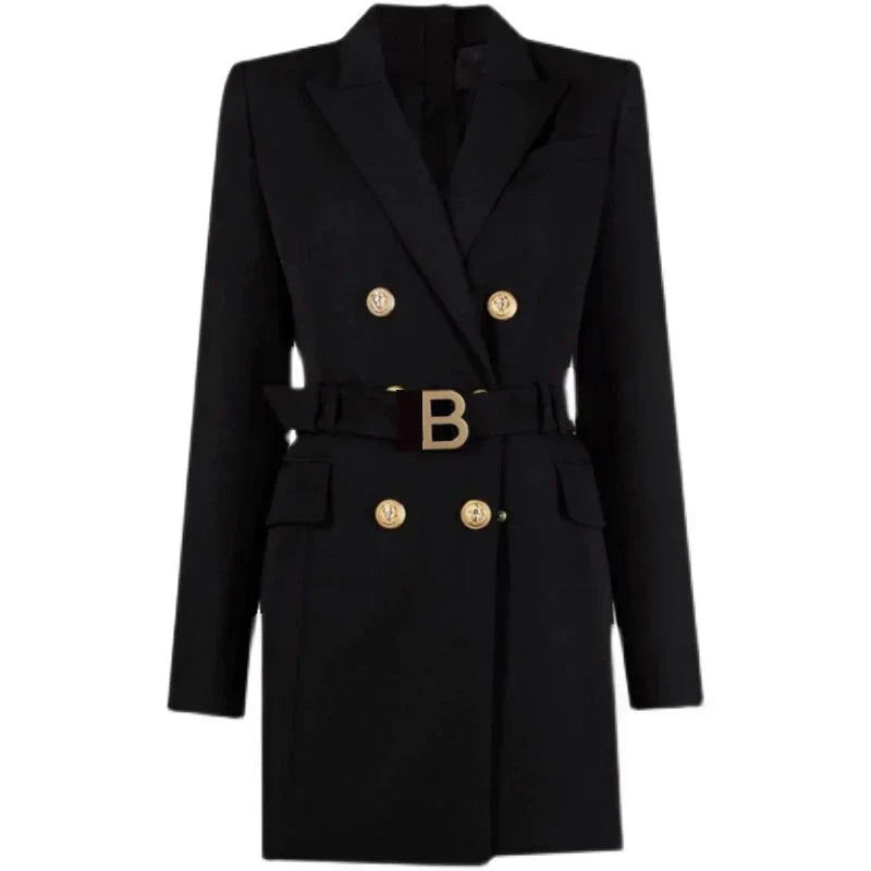 EP | robe blazer classique pour le bureau avec ceinture et boutons de luxe