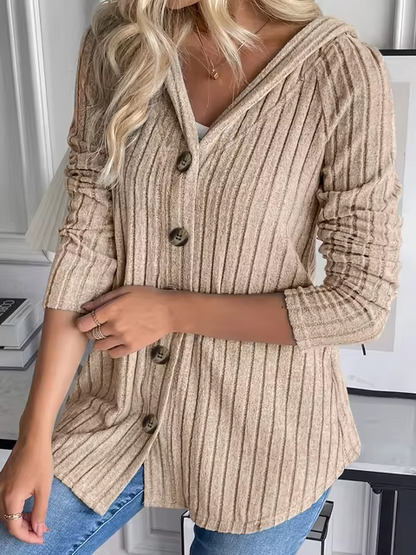 EP | Hoodie en tricot côtelé avec patte de boutonnage