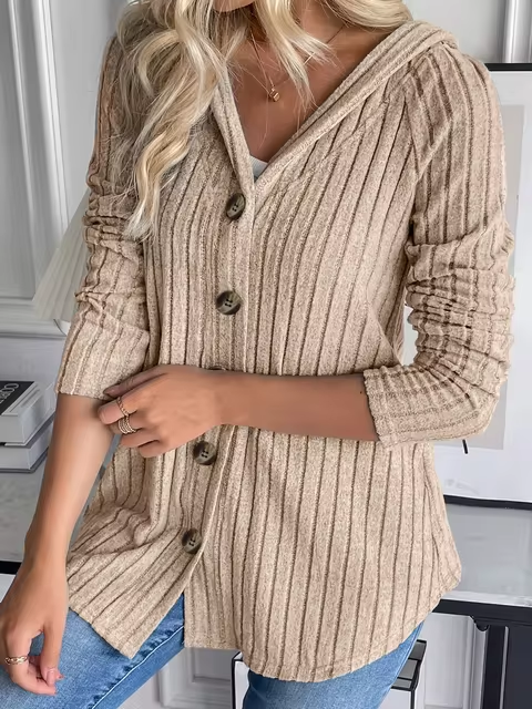 EP | Hoodie en tricot côtelé avec patte de boutonnage