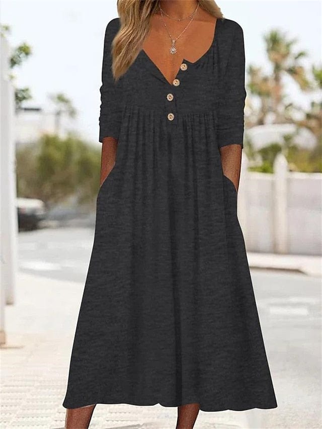 SL | Robe midi décolleté en V avec poche volantée pour femme