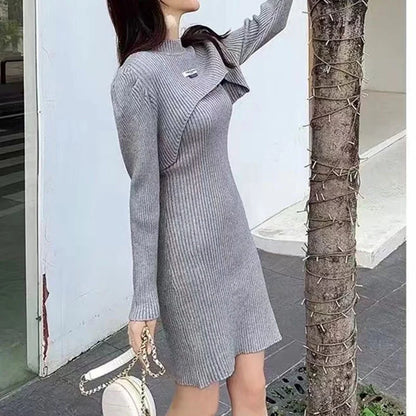 EP | Robe deux pièces avec manches buffet et gilet châle