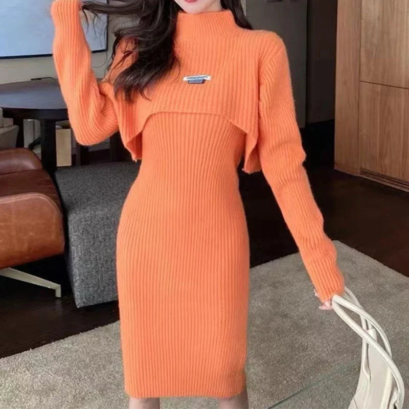 EP | Robe deux pièces avec manches buffet et gilet châle