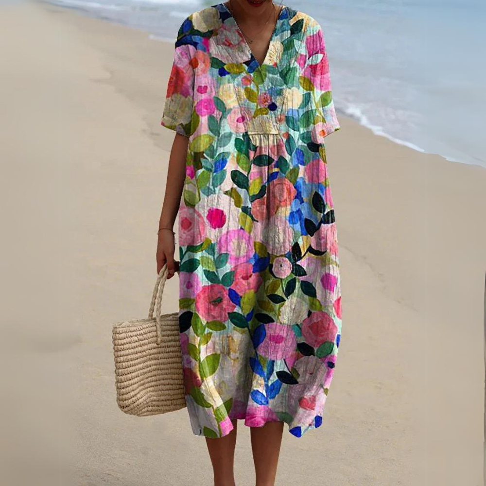 SL | Robe midi avec motif floral bohème