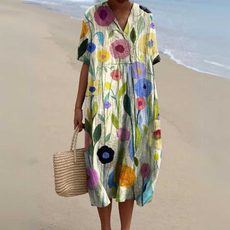 SL | Robe midi avec motif floral bohème