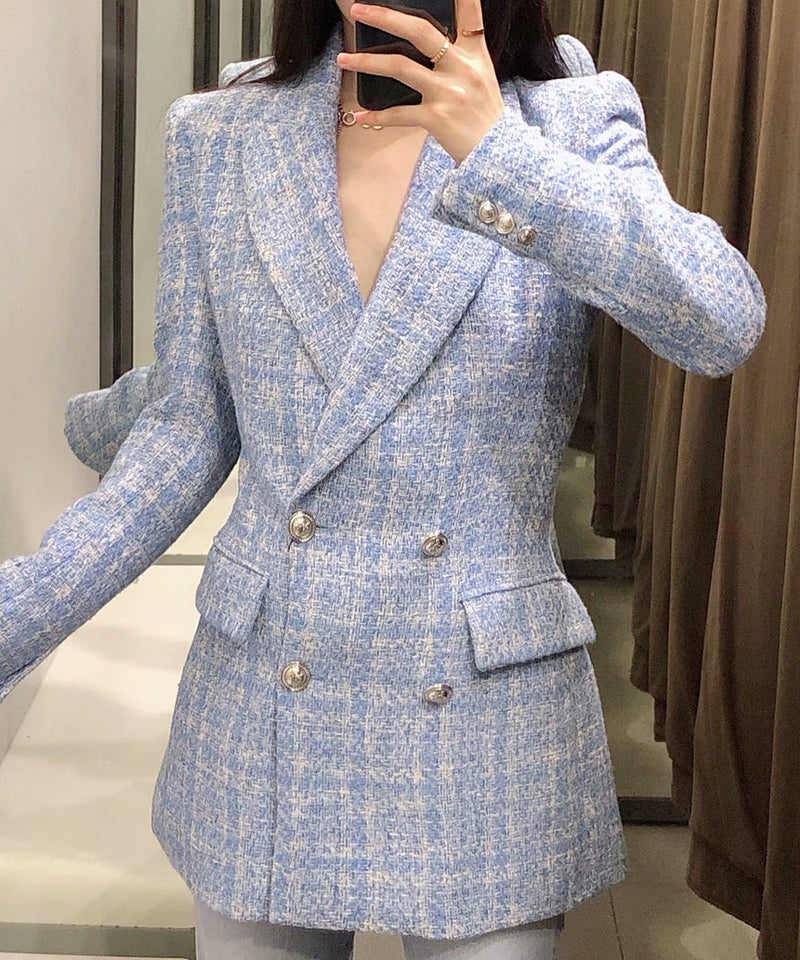EP | Veste en tweed avec deux rangées de boutons pour femmes