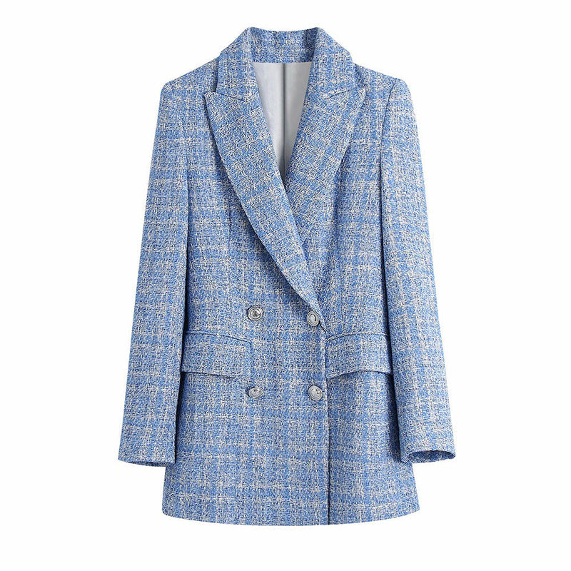 EP | Veste en tweed avec deux rangées de boutons pour femmes