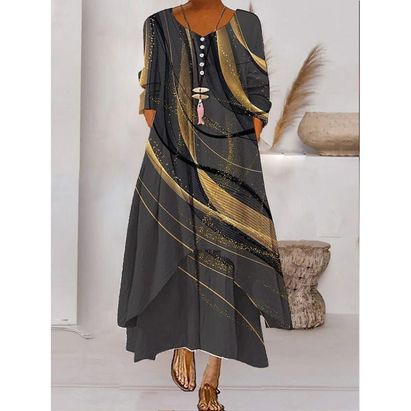 SL | Maxi-robe à manches longues - décolleté à boutons