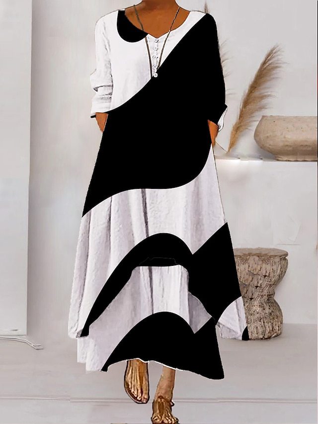 SL | Maxi-robe à manches longues - décolleté à boutons