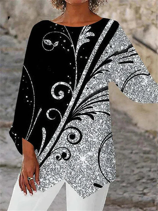 SL | Blouse à manches longues stylée à imprimé géométrique