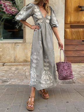 SL | Maxi robe avec décolleté en V fleuri