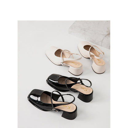 SL | Femmes Faux Cuir Boucle Bloc Talons