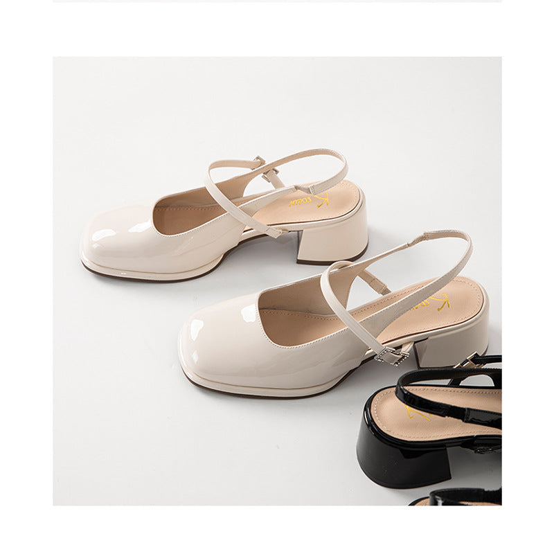 SL | Femmes Faux Cuir Boucle Bloc Talons