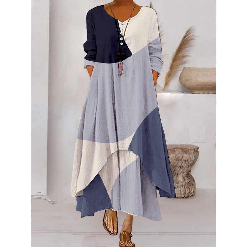 SL | Maxi-robe à manches longues - décolleté à boutons