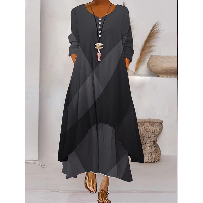 SL | Maxi-robe à manches longues - décolleté à boutons