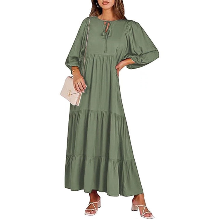 SL | Robe midi à manches longues avec smocks