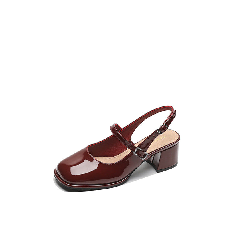 SL | Femmes Faux Cuir Boucle Bloc Talons