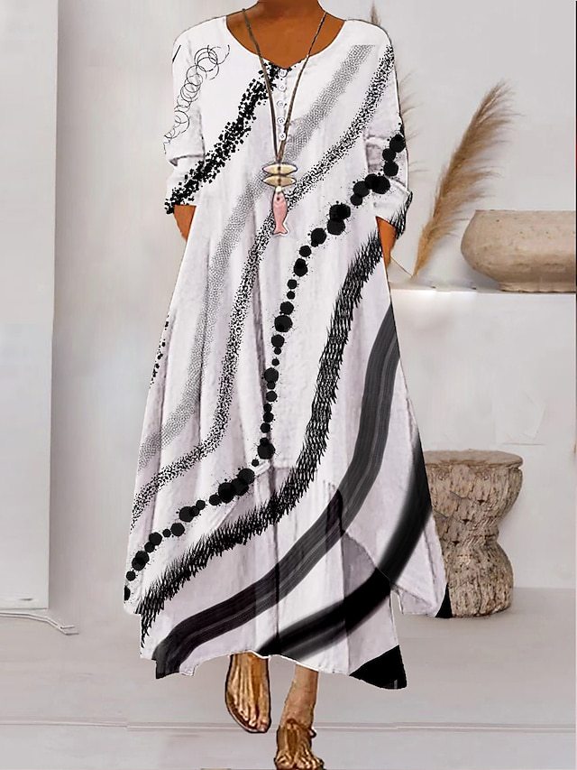SL | Maxi-robe à manches longues - décolleté à boutons