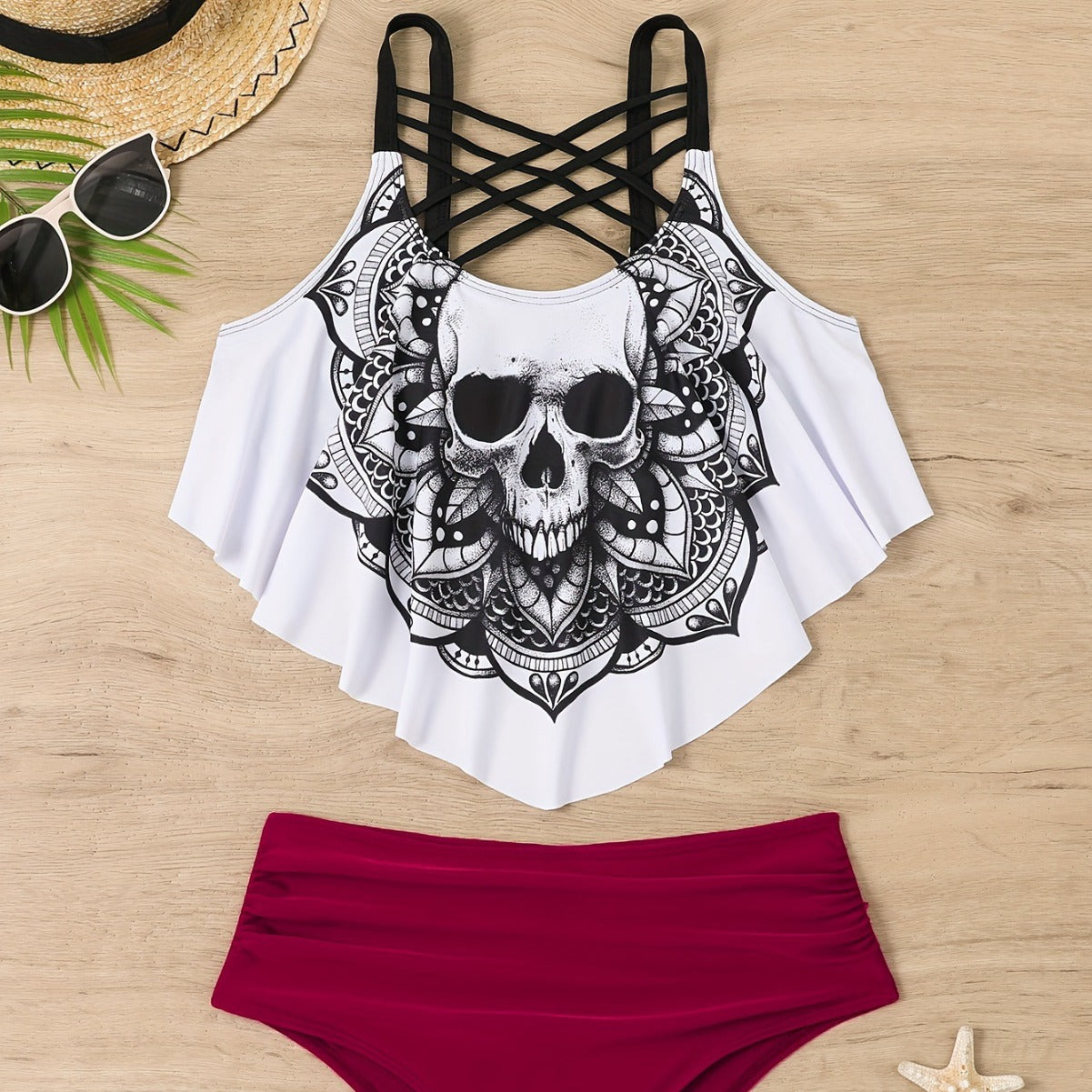 Cristina® | Bikini Set With Playful Lace Design and Unique Skull Motif