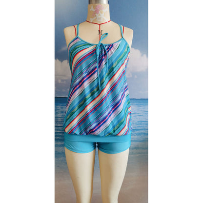 Swimwear One Piece Monokini Briefs Swimsuit Tummy Control High Waist Slim Backless Vacation Beach Wear Graphic Geometic Round Neck Sleeveless Bathing Suits