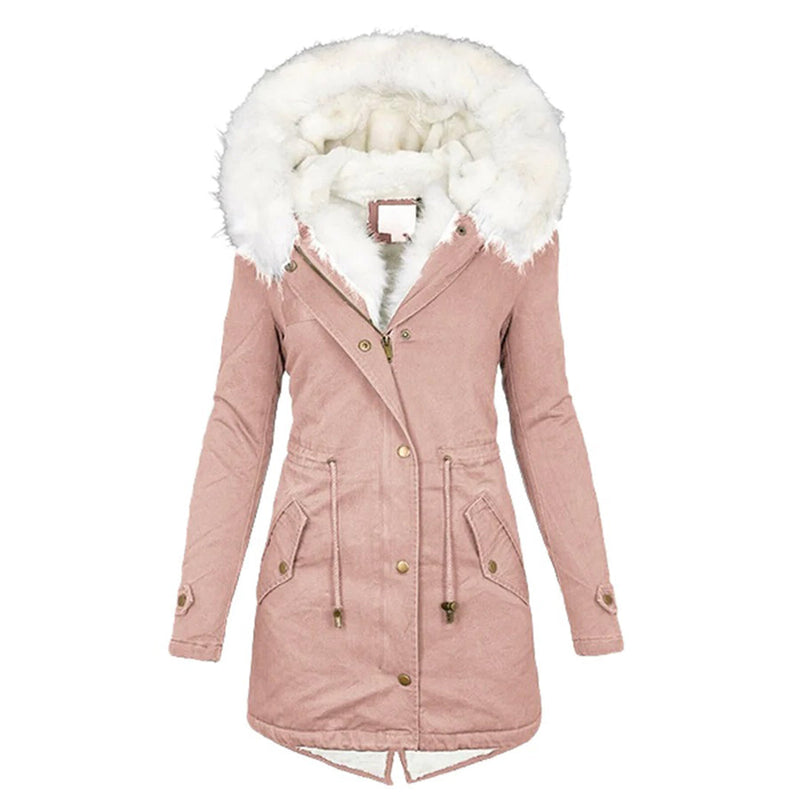EP | Manteau chaud et stylé avec capuche en fourrure