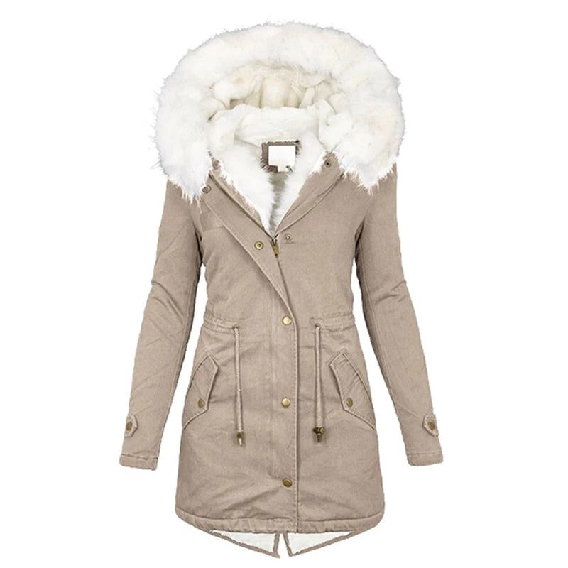 EP | Manteau chaud et stylé avec capuche en fourrure