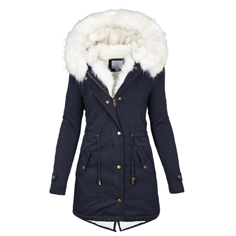 EP | Manteau chaud et stylé avec capuche en fourrure