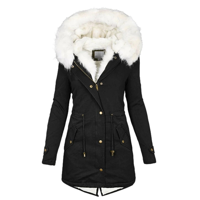 EP | Manteau chaud et stylé avec capuche en fourrure