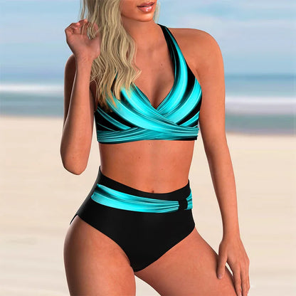 Yolanda® | High Waisted Push-up Halter Bikini Set