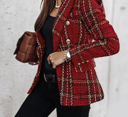 EP | Blazer à carreaux avec deux rangées de boutons