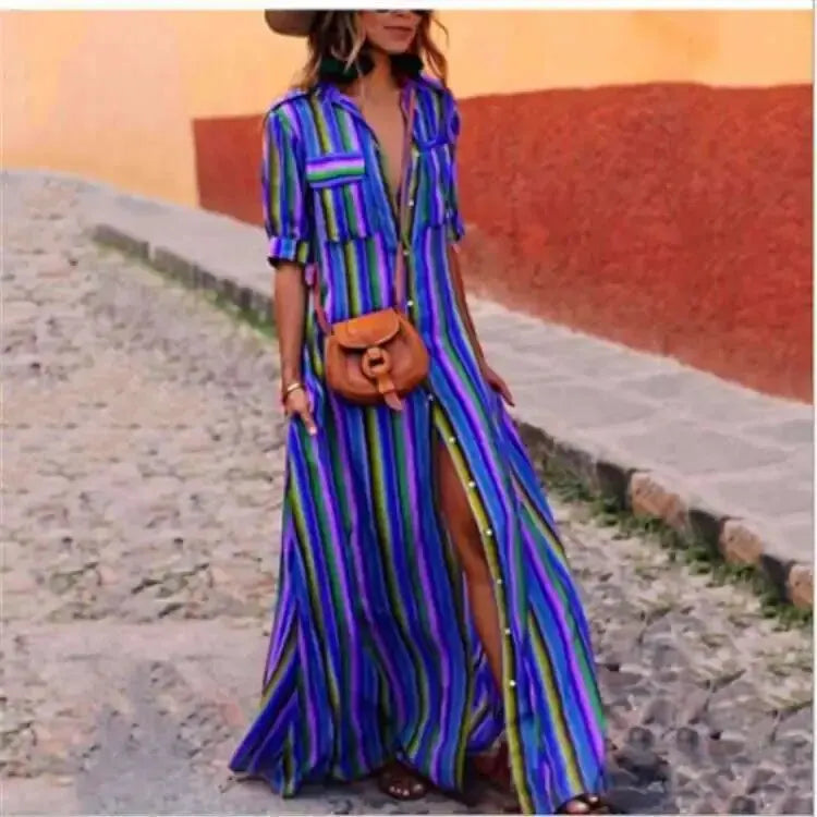 SL | Maxi-robe longue décontractée rayée