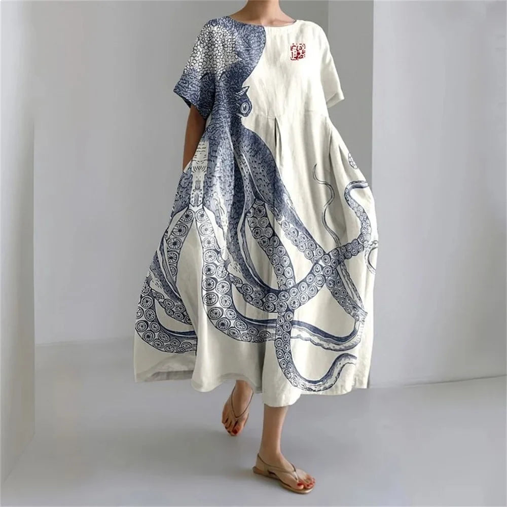 SL | Plus-Size Robe d'été loose fit avec poche & décolleté O Robe maxi d'été élégante