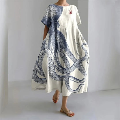 SL | Plus-Size Robe d'été loose fit avec poche & décolleté O Robe maxi d'été élégante