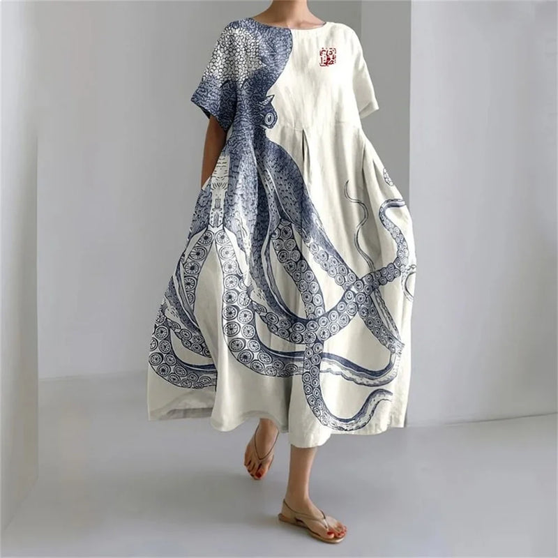 SL | Plus-Size Robe d'été loose fit avec poche & décolleté O Robe maxi d'été élégante