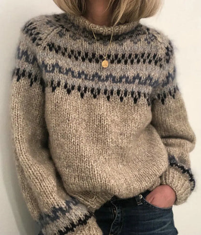 Pull en coton à motif Fair Isle neutre mixte