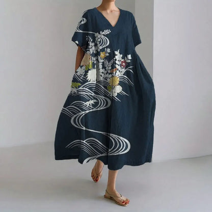 SL | Plus-Size Robe d'été loose fit avec poche & décolleté O Robe maxi d'été élégante